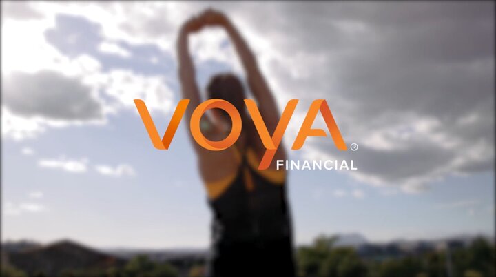 Johnson County retirement saving series thumbnail showing a plan participant stretching against the sky behind the Voya Financial logo